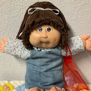 RARE Vintage Cabbage Patch Kid Girl Brown Single Ponytail Head Mold #9 1985